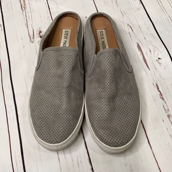 Steve Madden Geena Grey Perforated Slip On Shoes - Picture 1 of 5